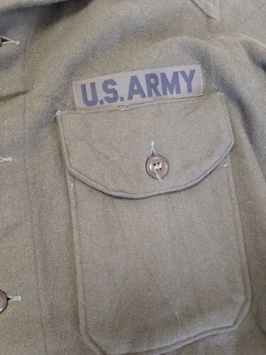 Vintage US Army Wool Military Field Shirt Jacket Size Medium Green