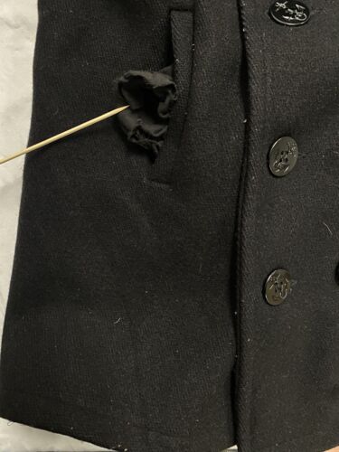 Vintage US Navy Military Wool Pea Coat Size 36 Made USA Black 80s