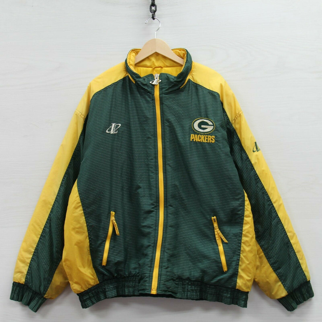 VTG Green Bay Packers Logo Athletic Puffer Jacket 2XL 90s NFL Full