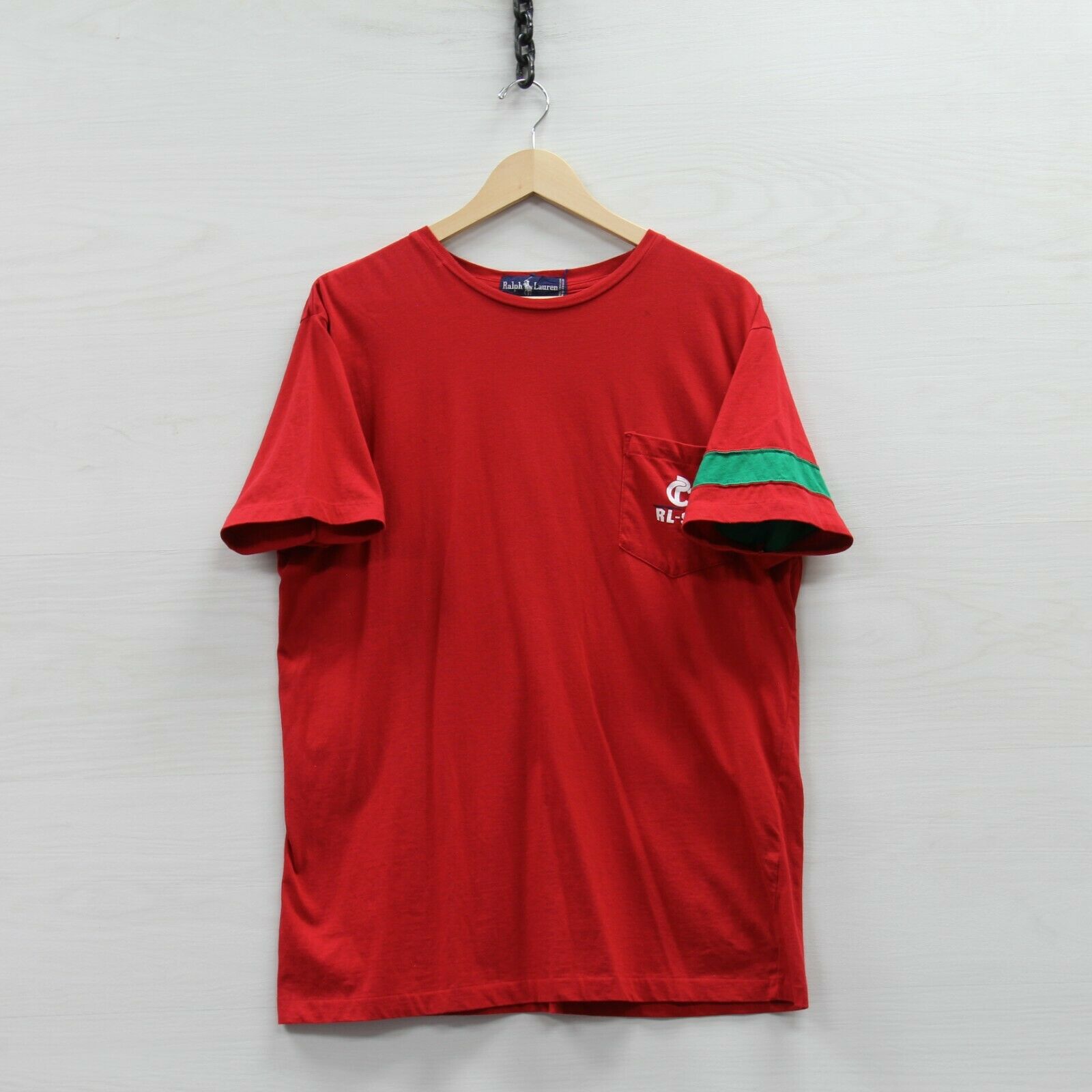 Vintage Polo Ralph Lauren 92 Pocket T-Shirt Size Medium Red 90s