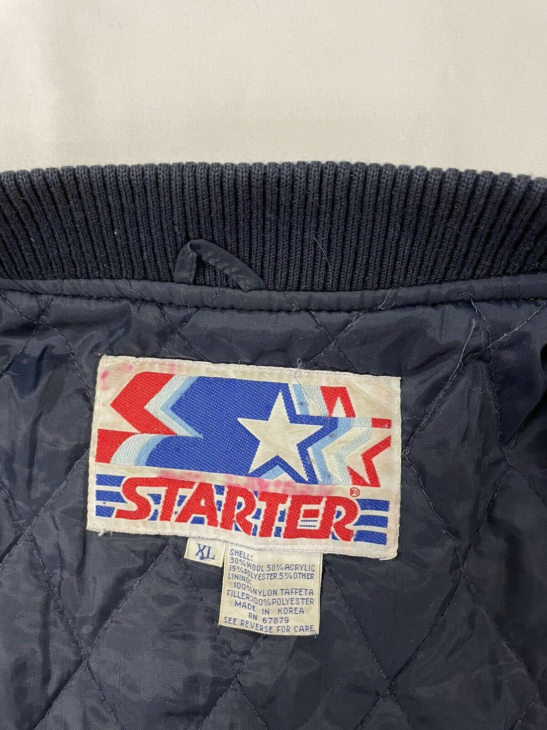 Vintage New York Yankees Starter Script Wool Bomber Jacket Size XL 80s 90s MLB