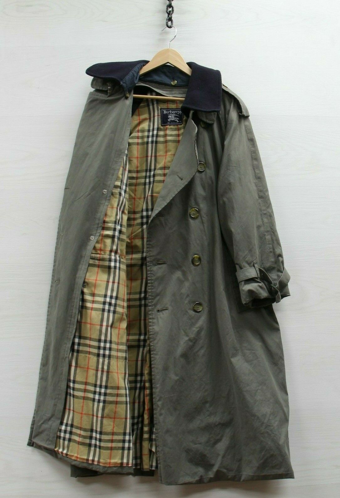 Vintage Burberrys Westminister Heritage Trench Coat Jacket Size 38 Short  Green