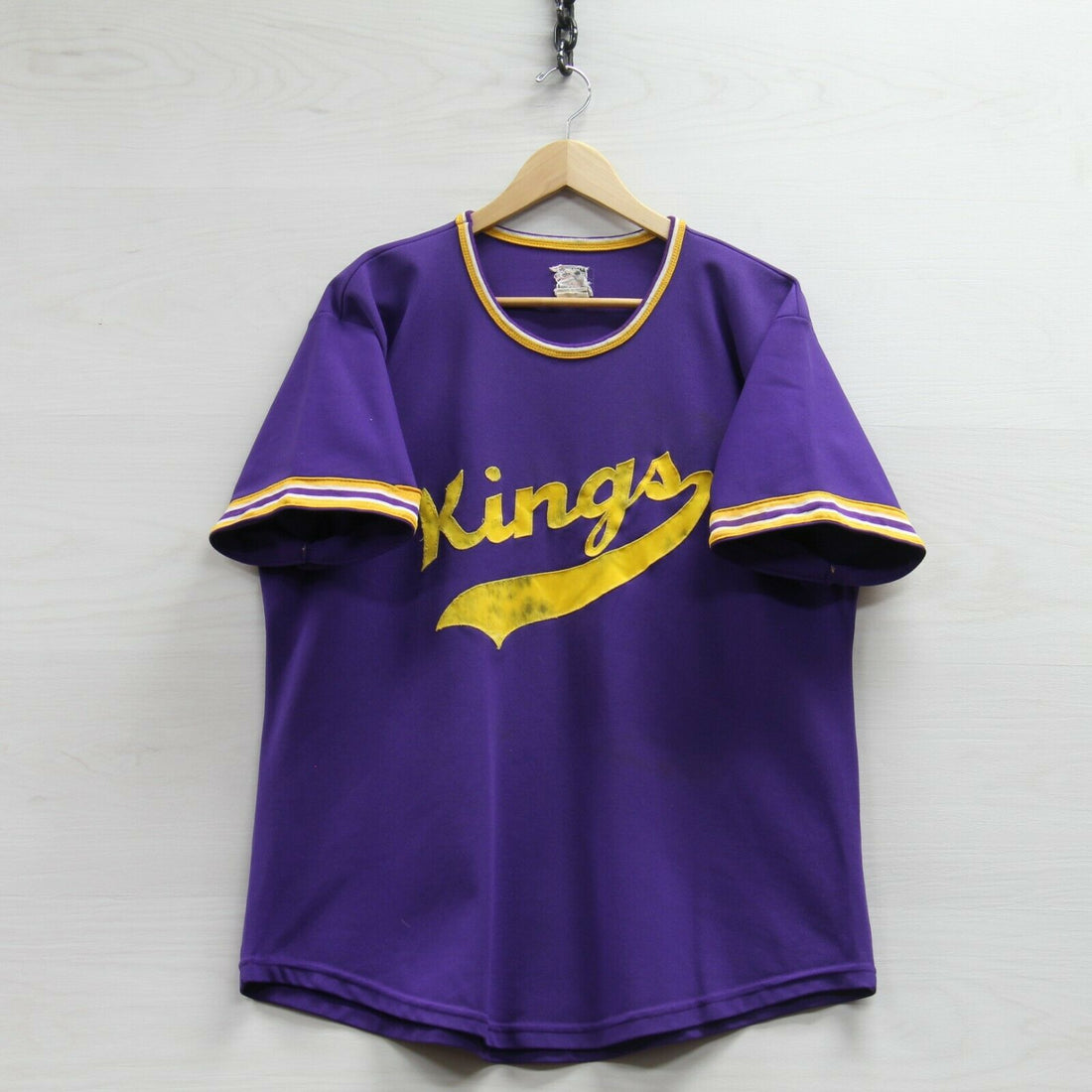 Vintage Kings Felco Durene Baseball Jersey Size Large Gold & Purple
