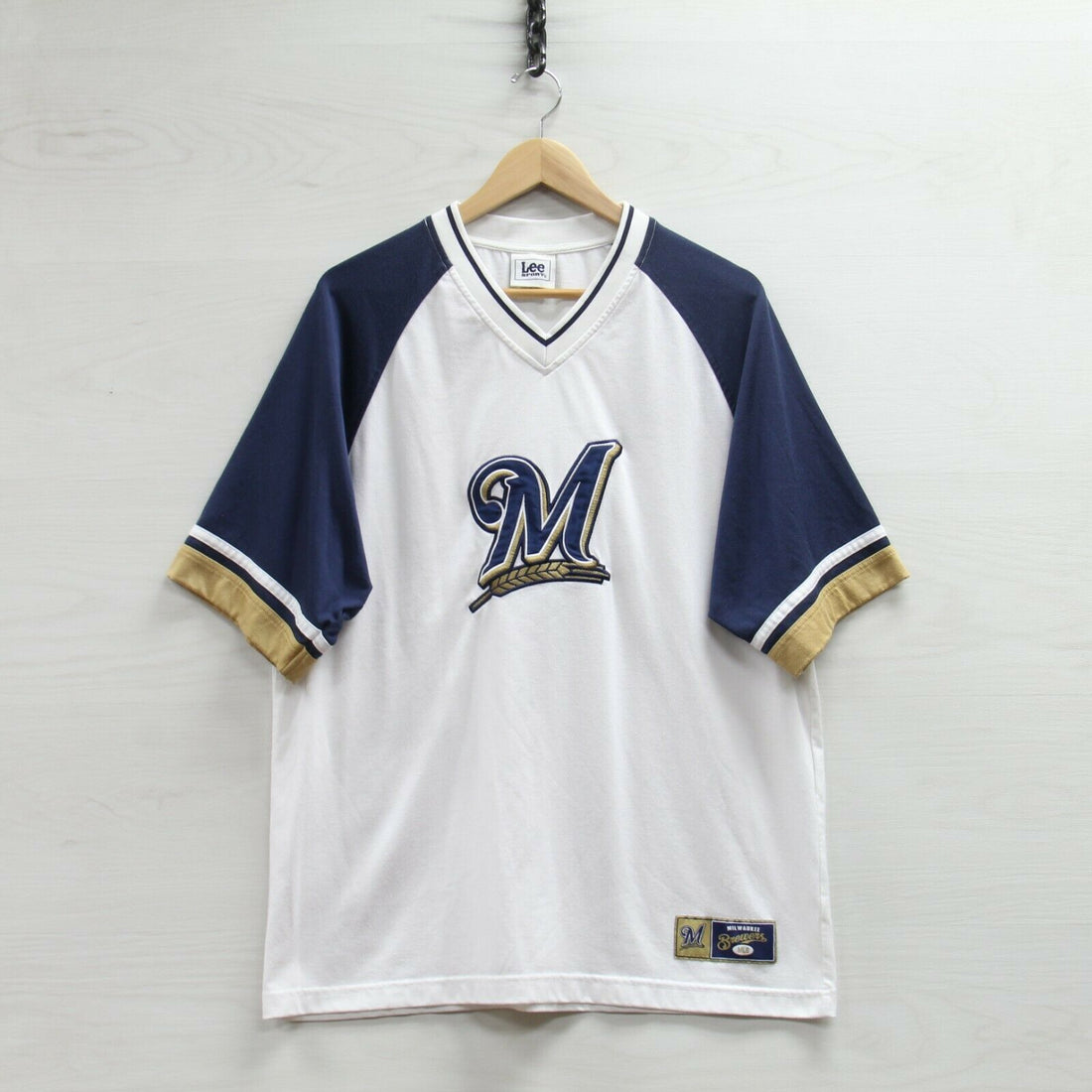 Vintage Milwaukee Brewers Lee Pullover Warm Up Jersey Large MLB Sewn Stitched