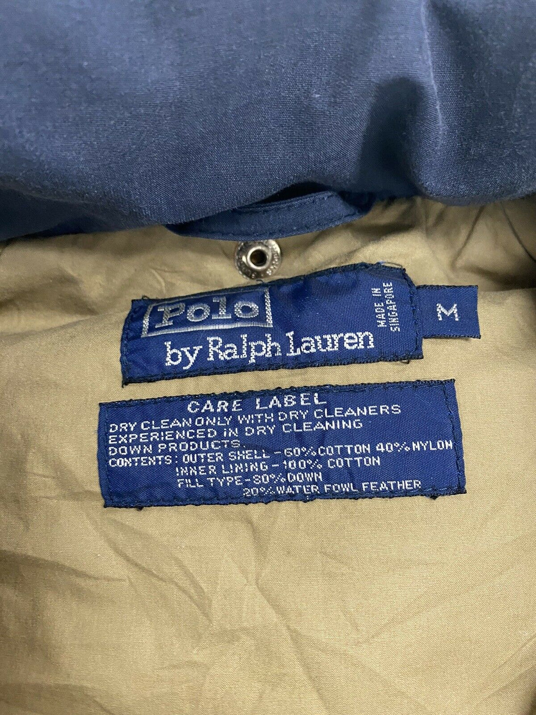Vintage Polo Ralph Lauren Parka Puffer Jacket Medium Navy Blue Down In ...