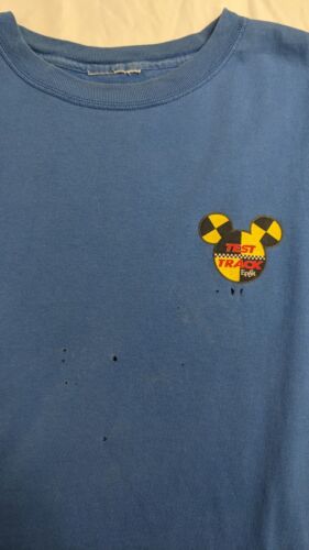 Vintage Disney Epcot Test Track T-Shirt Size XL Blue Mickey Mouse