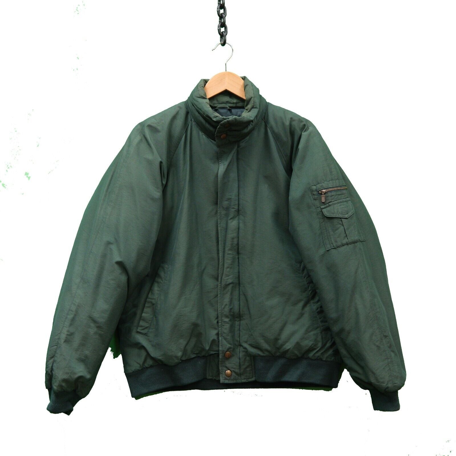 Vintage Eddie Bauer Puffer Jacket Size Medium Green Goose Down