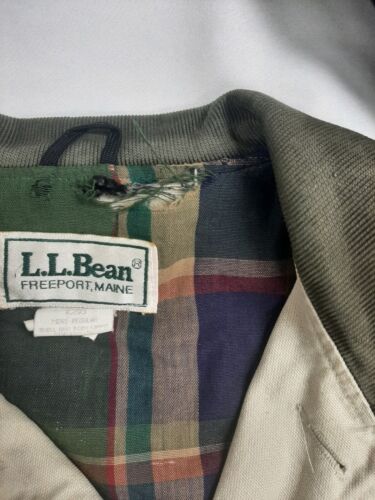 Vintage LL Bean Barn Coat Work Jacket Size Large Tan Plaid Lined