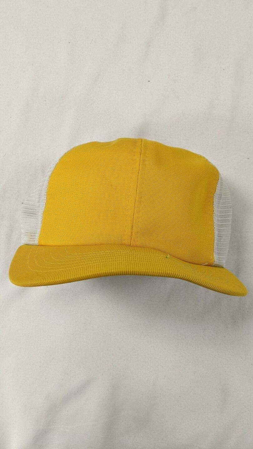 Vintage Young An Blank Snapback Trucker Hat Cap OSFA Yellow & White