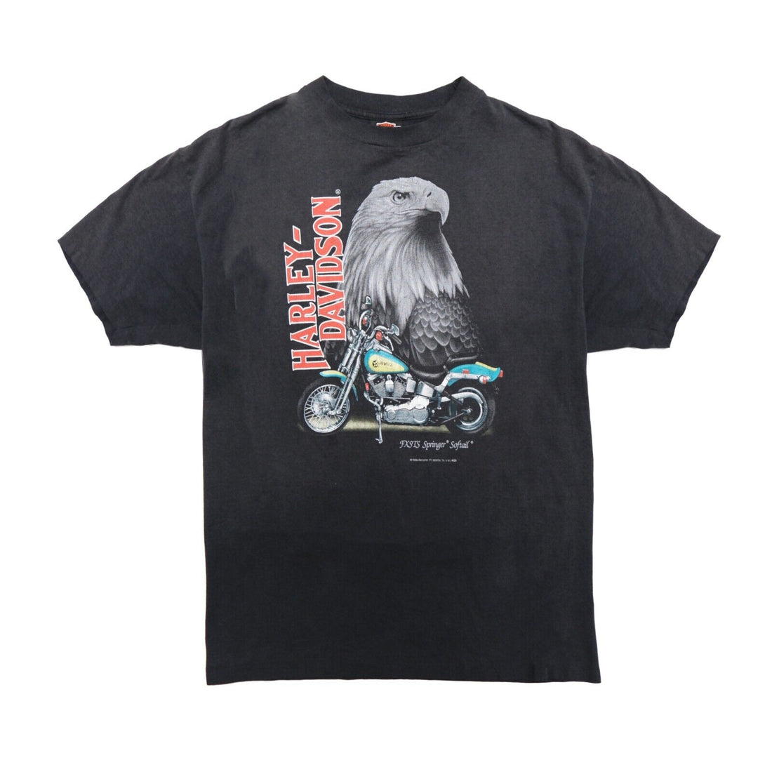 Vintage Harley Davidson Motorcycles Springer Softail 3D Emblem T-Shirt XL 1991