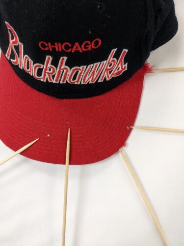 Chicago Blackhawks Sports Specialties Script Wool Fitted Hat Size 7 1/2 NHL VTG