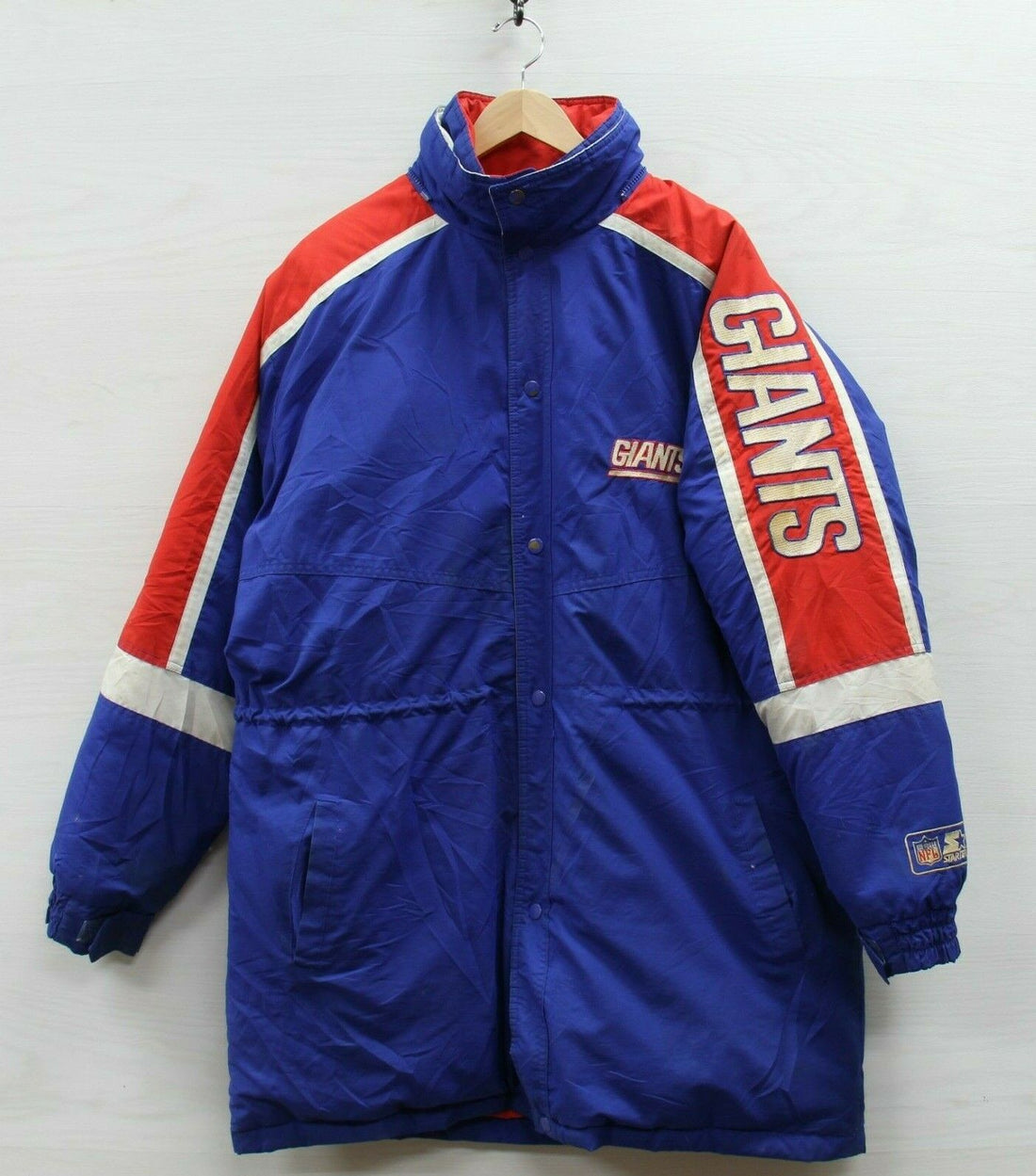 Vintage New York Giants Starter Puffer Jacket XL 80s NFL Full Zip Down Insulated