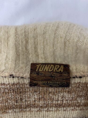 Vintage Tundra Wool Knit Cardigan Sweater Size Medium Fair Isle
