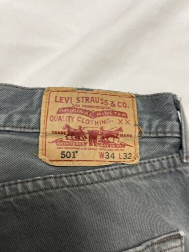 Vintage Levi Strauss & Co 501 Denim Jeans Size 34 X 32 Gray Button Fly