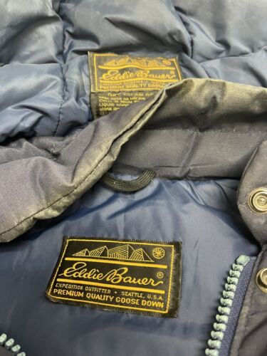 Vintage Eddie Bauer Parka Jacket Size XL Goose Down Insulated Blue 90s Throwback Vault