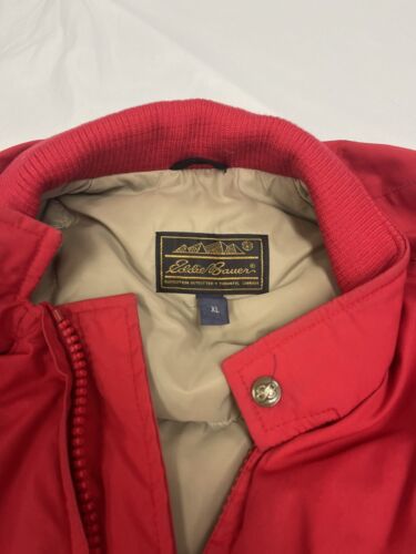 Vintage Eddie Bauer Down Insulated Jacket Size XL Red Insulated Made Canada 90s