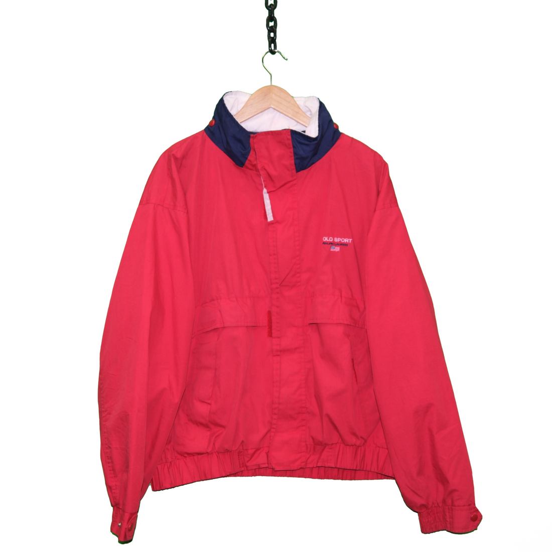 Vintage Polo Sport Ralph Lauren Windbreaker Light Jacket Size Large Red