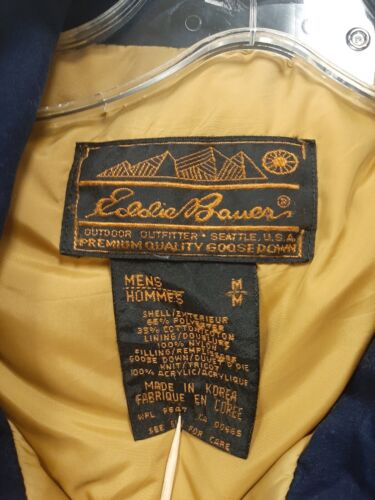 Vintage Eddie Bauer Puffer Jacket Size Medium Blue Goose Down Insulated