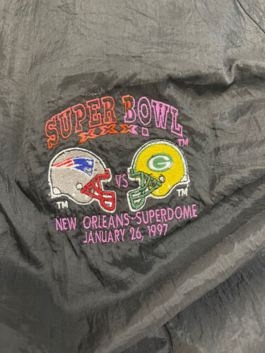 Vintage Superbowl XXXI Logo 7 Windbreaker Size 2XL 90s 1997 NFL Packers Patriots