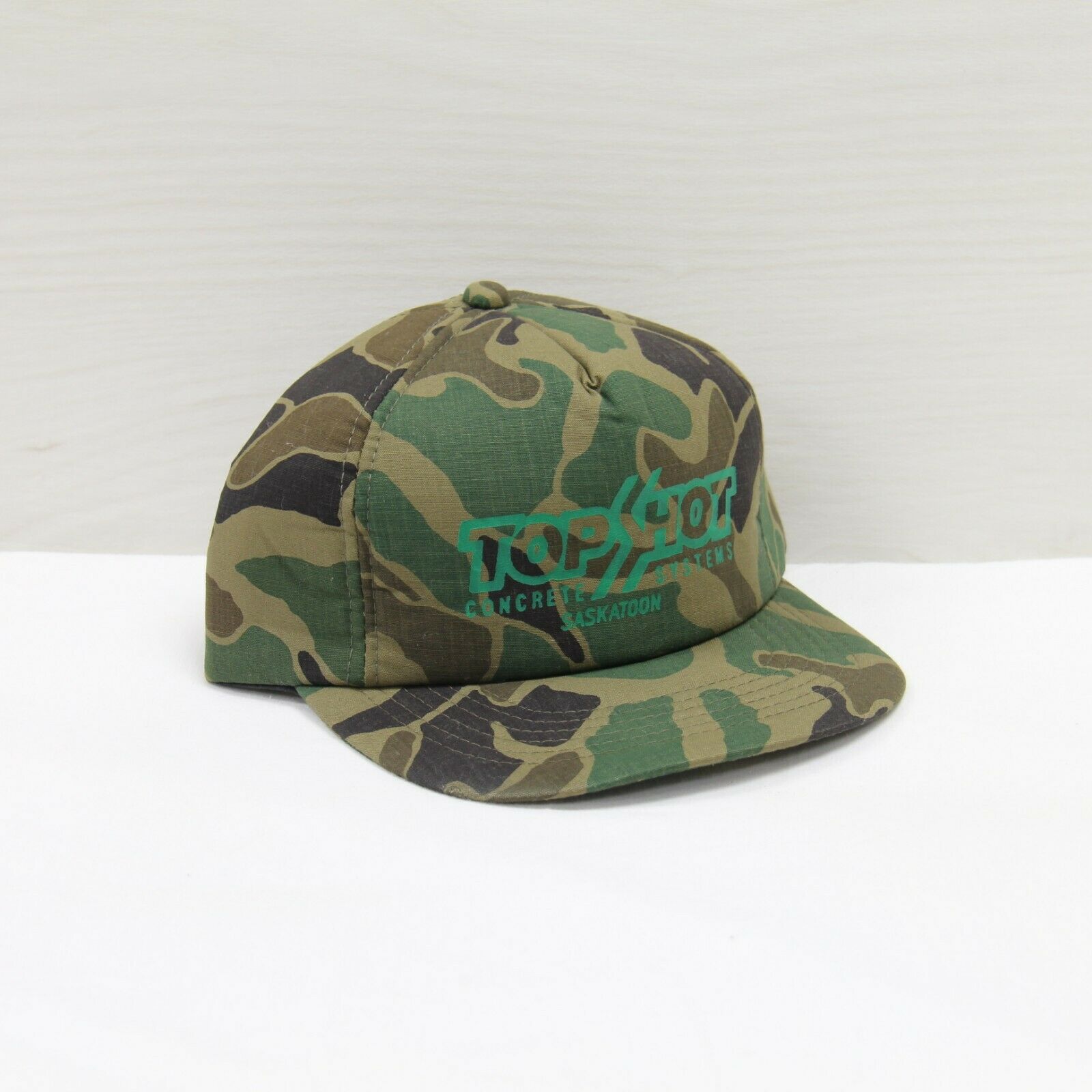 Vintage Top Shot Concrete Systems Snapback Hat Cap OSFA Camo Youngan Snaps