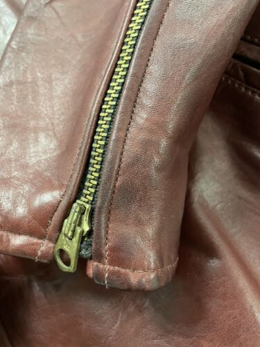 Vintage Cafe Racer Leather Motorcycle Jacket Size Small Red Ideal Zipper