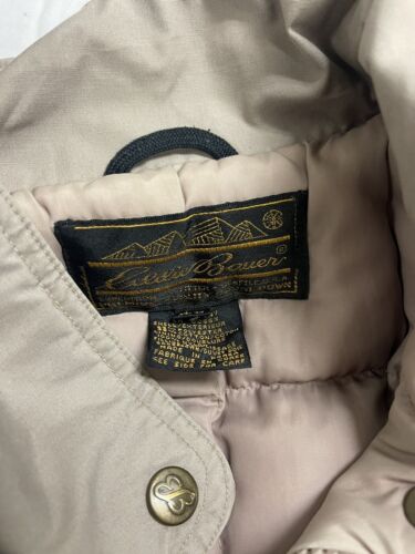 Vintage Eddie Bauer Tan Parka Jacket Size Large 90s Down Insulated