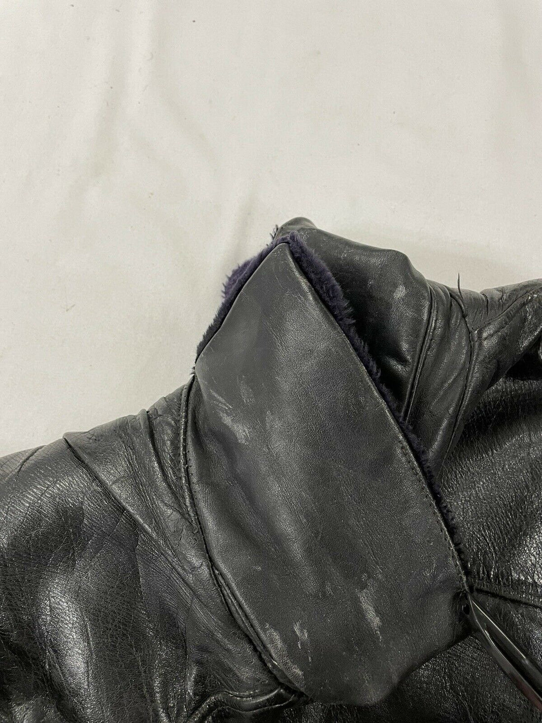 Vintage Barnstormer Leather Coat Jacket Size Large Sherpa Collar Lined