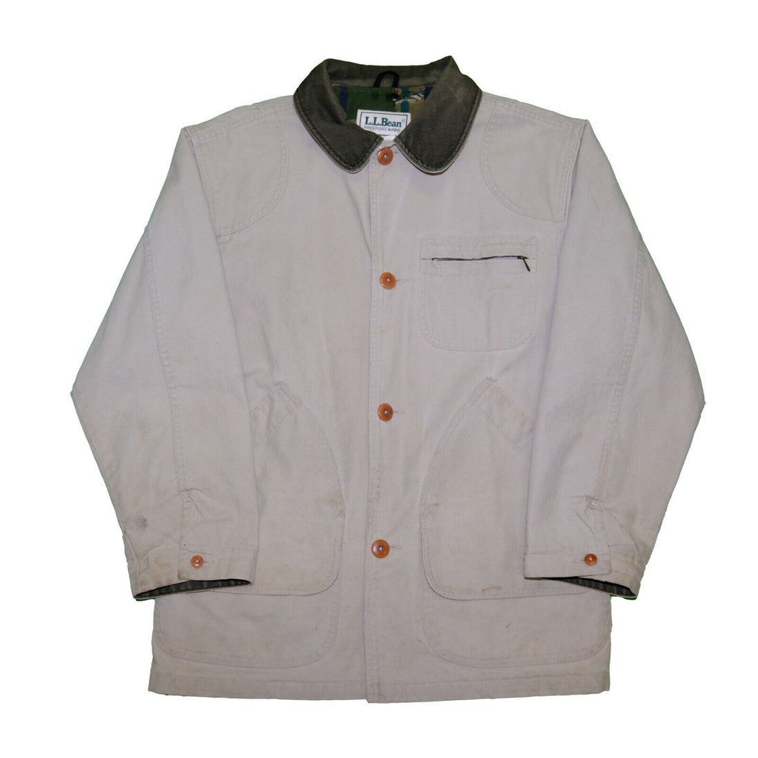 Vintage LL Bean Barn Coat Work Jacket Size Large Tan Plaid Lined