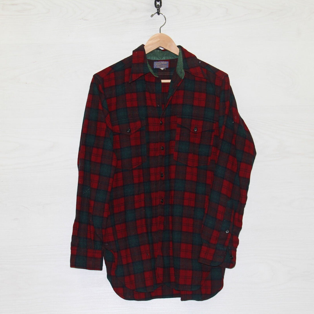 Vintage Pendleton Wool Field Button Up Shirt Size Medium Red Plaid