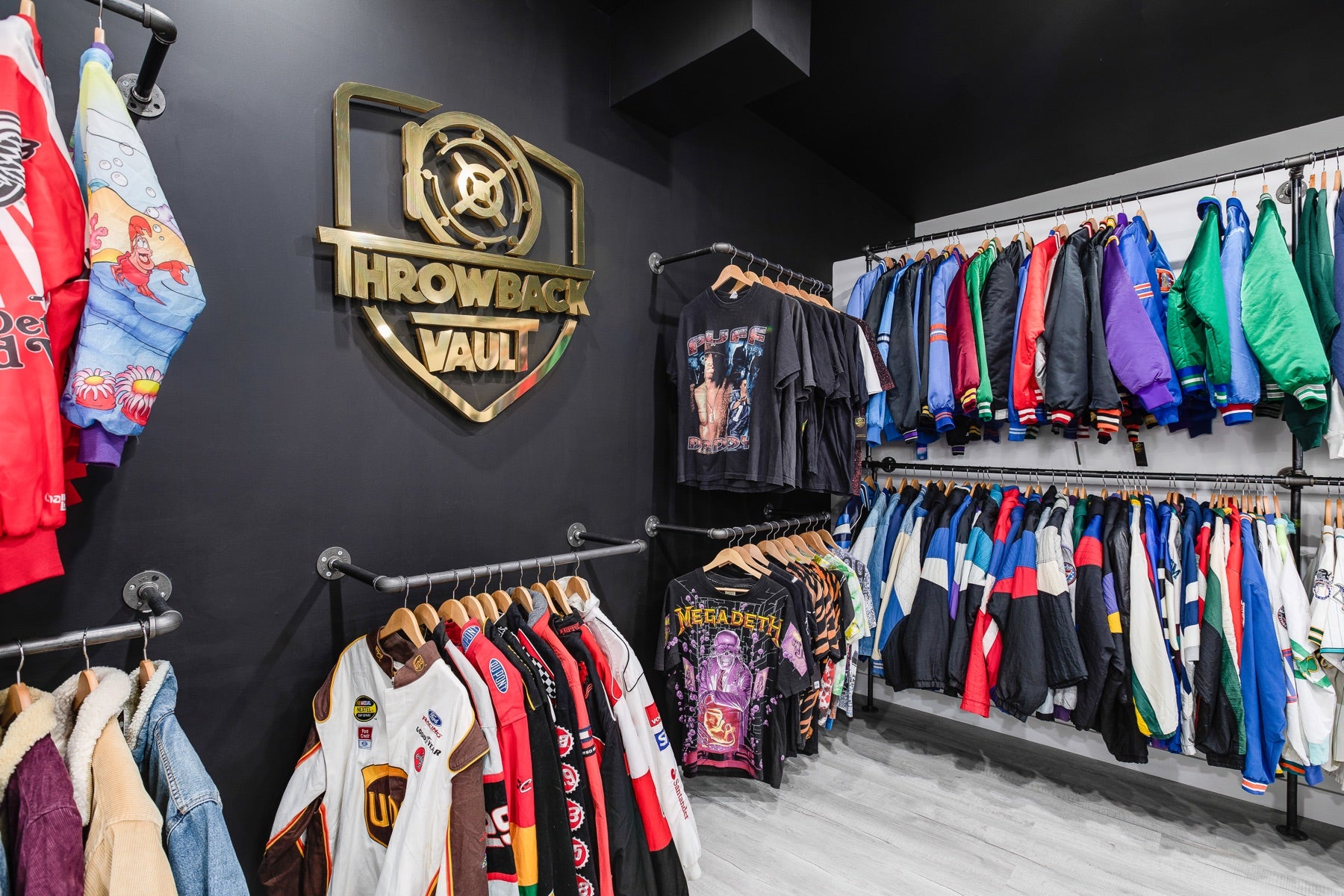 Throwback Vault store interior and vintage clothing racks